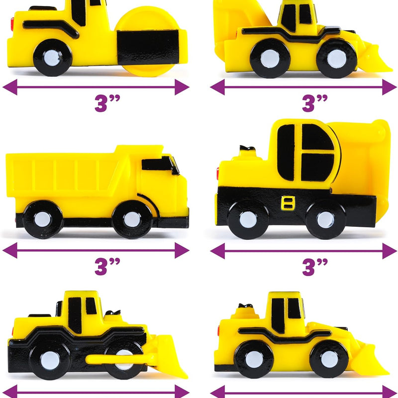 Tub Works® Construction Trucks Mold-Free Bath Toys, 6-Pack | Sealed Design Keeps Moisture Out | Soft, Squeezable & Float on Water