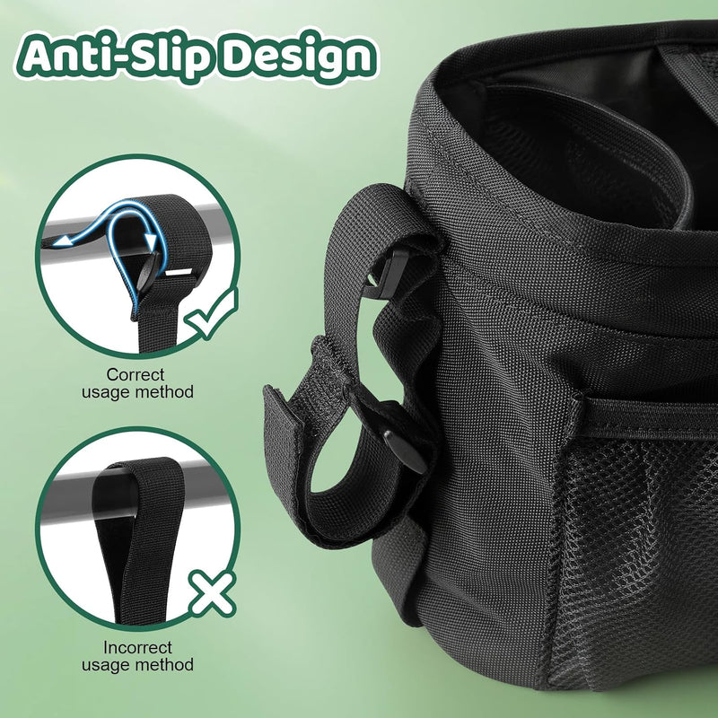 Stroller Organizer with Cup Holder, Non-Slip Stroller Caddy Baby Essentials | Universal Stroller Bag Accessories with Detachable Phone Bag, Fits for Uppababy, Baby Jogger, Christmas New Moms Baby Gifts