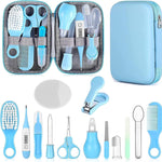 Baby Grooming Kit, Infant Safety Care Set with Hair Brush Comb Nail Clipper Nasal Aspirator,Baby Essentials Kit for Newborn Girls Boys (Blue)