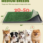 Powools Grass Pad for Dogs Potty - 3-Layer Reusable Dog Grass Pad with Tray, Washable Artificial Grasses Dog Potty Tray with Drainage Holes, Indoor & Outdoor Grass Pee Pad for Dogs, 30" x 20"
