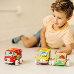 Melissa & Doug K's Kids 4-Piece Soft Toy Car and Truck Set with Removable Wheels for Learning and Development for Babies and Toddlers