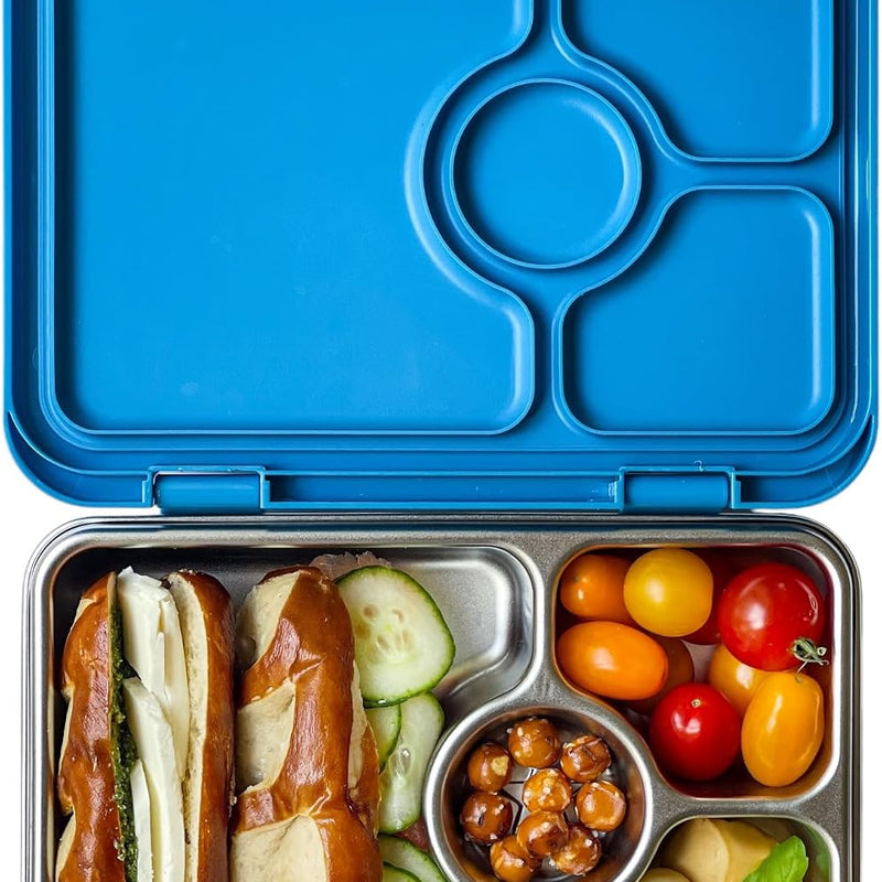Yumbox Prêt Leakproof Stainless Steel Bento Lunch Box, Normandy Blue | Sandwich-Friendly Layout | Lightweight Design | Fits Most Lunch Bags | Dishwasher Safe (Top Rack)