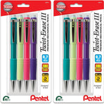 Pentel Twist-Erase III Mechanical Pencil, (0.7mm), Medium Line, Assorted Fashion Color Barrels, Pack of 4 (QE517FBP4M)