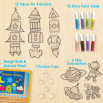 Imagimake Window Art - Rocket, DIY Mess-Free 16 Pieces Suncatcher Kit | Stained Glass Painting Craft Activity for Kids, Birthday Gift for Boys & Girls Ages 5,6,7,8,9,10,12 Years Old