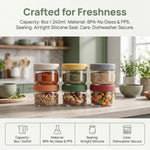 8 oz Small Glass Containers with Lids, Food Storage Jars, 6pk | Perfect for Chia Pudding Jam Snacks Yogurt Overnight Oats Candy ,Dishwasher safe,Airtight