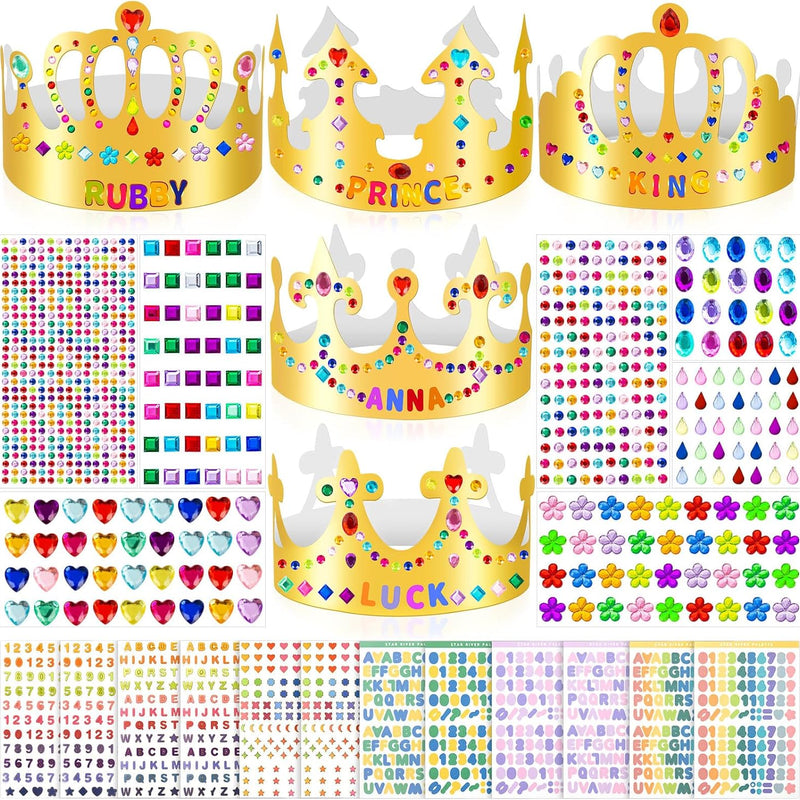 Gold paper crown, DIY birthday king crown craft for decorating, paper prince princess crown hats for school classroom