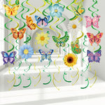 33pcs Spring Flower & Butterfly Hanging Decorations with LED Lights for Easter, Birthday Parties, and Home Decor