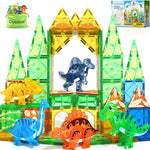 Coodoo Dinosaur Toys Magnetic Tiles 3D Movable Dinos for Kids 3-5 5-7 Toddler Outdoor Sensory Toys, STEM Educational Magnetic Blocks for 3+ Years Old Boys Girls Kids Toy
