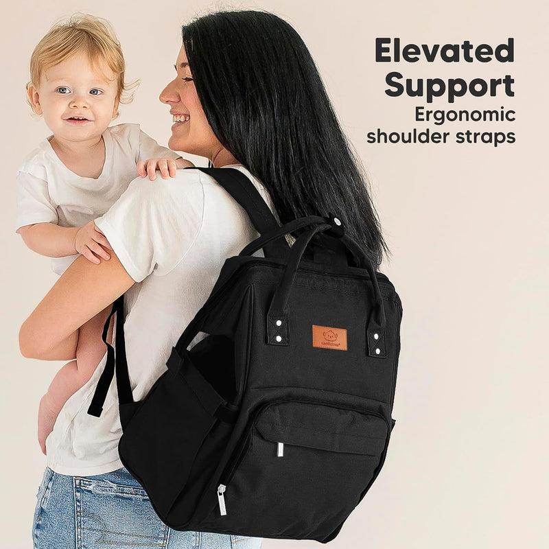 KeaBabies Baby Diaper Bag Backpack, Baby Bag for Boys, Girls (Trendy Black) | Large, Waterproof, Multi Function, Travel Diaper Backpack with Changing Pad, Durable Travel Essentials for Moms and Dads