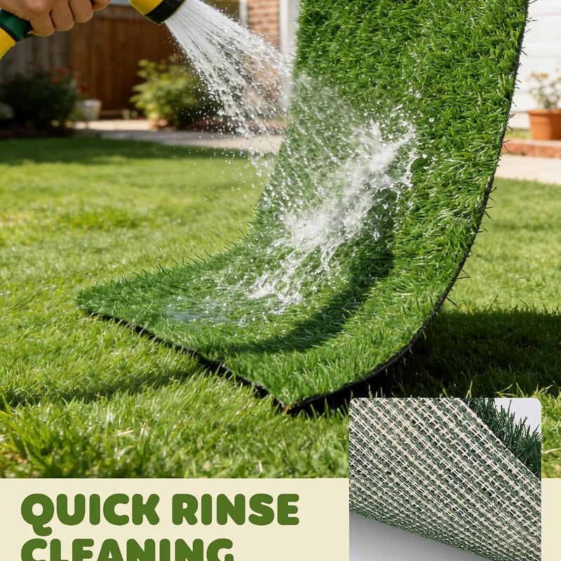 Powools Grass Pad for Dogs Potty - 3-Layer Reusable Dog Grass Pad with Tray, Washable Artificial Grasses Dog Potty Tray with Drainage Holes, Indoor & Outdoor Grass Pee Pad for Dogs, 30" x 20"