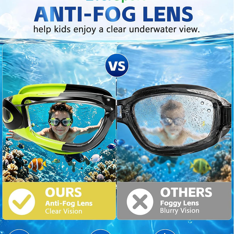 EverSport Kids Swim Goggles, Pack of 2 Swimming Goggles for Children Teens, Anti-Fog Anti-UV Youth Swim Glasses for Age4-16