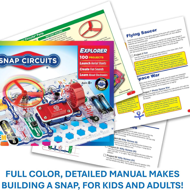 Snap Circuits Jr. SC-100 Electronics Exploration Kit, 100+ Projects, STEM Toy for Kids 8+