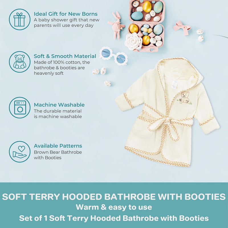 Spasilk 100% Cotton Hooded Terry Bathrobe with Booties Baby One Size Gifts — Shower