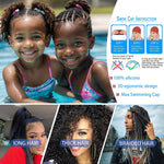 Extra Large Swim Cap for Kids Black Girls Aged 4 to 16 with Long Hair Braids Dreadlocks, Waterproof Silicone Swimming Hat Turban Hair Protection for Boys Toddler Children Youth
