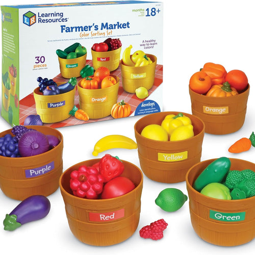 Learning Resources Farmer's Market Color Sorting Set - Play Food for Kids, Toddler Stacking Toys