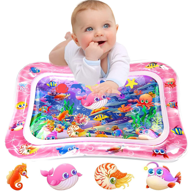Infinno Tummy Time Mat, Premium Baby Water Play Mat for 3-24 Months, Sensory Development, Pink Theme