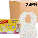 Glad for Kids Disposable Paper Bibs with Crumb Catcher, Unicorns, 30 Count | Absorbent, leakproof design for mess-free feeding at meals, crafts, parties, and travel