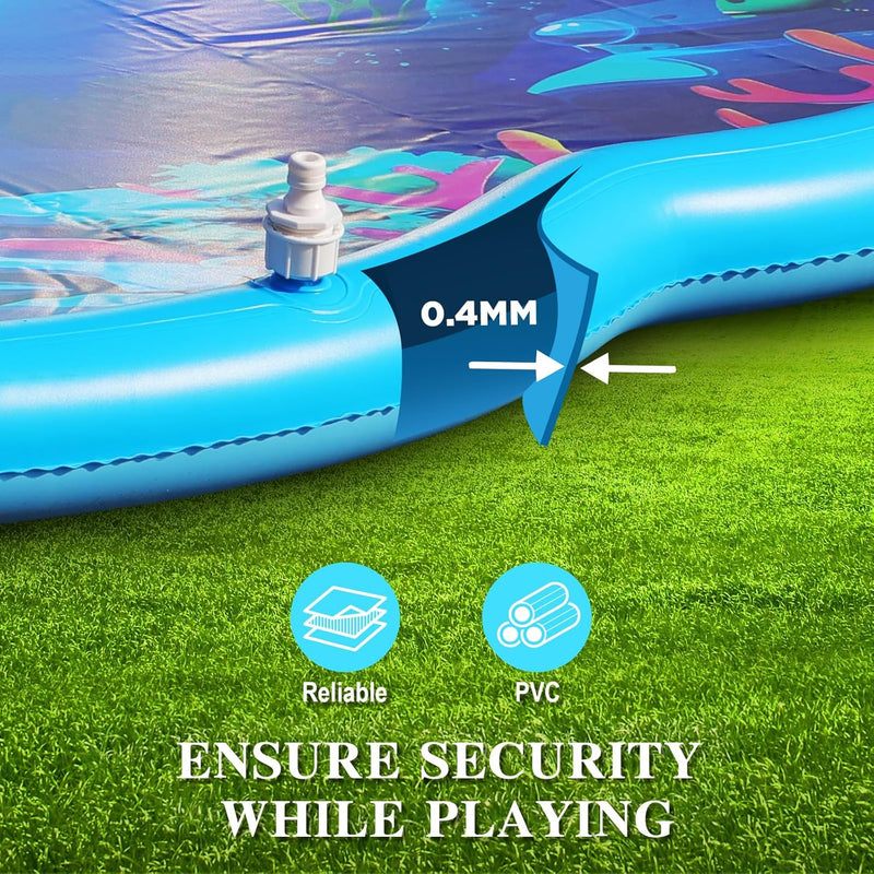 Splash Pad Sprinkler for Kids & Dog, 75" Round Sea World Splash Pad for Kids Ages 2+, Thicken Outdoor Water Toy Play Mat for Children, Backyard Inflatable Sprinkler Shallow Pool Fountain Pad