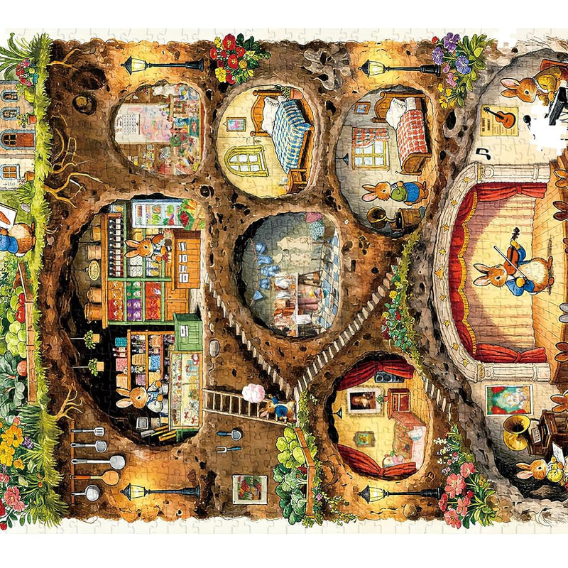 HUADADA Jigsaw Puzzle for Adults 1000 Pieces, Eye Protection, Rabbit House Theme, Birthday Gifts for Women and Men