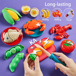 LAUGIGLE Pretend Play Food for Kids Kitchen, 78Pc Cutting Toy Food with Storage Bag | Pretend Play Food for Kids Kitchen-Toys Food with Veggies, Fruits, Play Kitchen Accessories, Boys Girls Gift