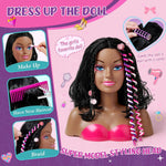 Cleboen Hair Styling Doll Head for Girls, Pretend Play Beauty Salon Makeup Kit with Hair Dryer, Straightener & Real Nail Polish, 35PCS Hair Accessories Playset, Birthday Gifts for Girls Age 4-6 6-8