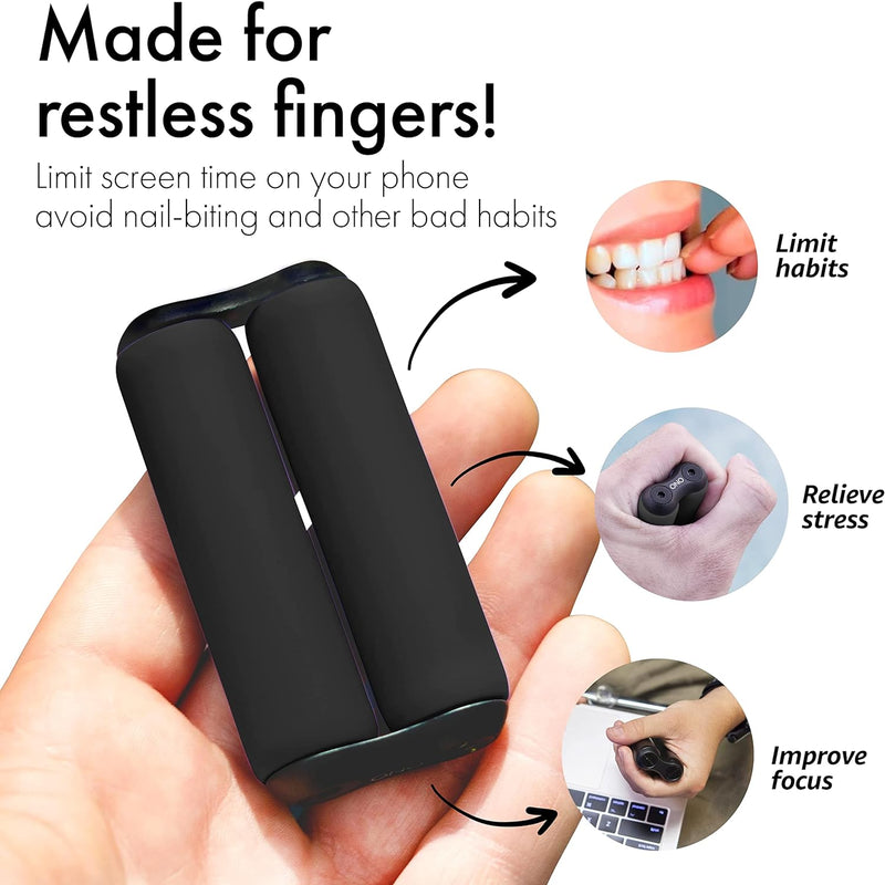 ONO Roller - Handheld Fidget Toy for Adults | Help Relieve Stress, Anxiety, Tension | Promotes Focus, Clarity | Compact, Portable Design (Black, Junior Size - ABS Plastic)