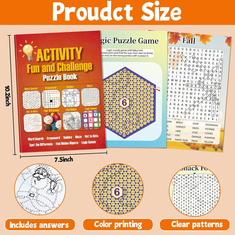 Elfew 4 Pack Activity Book for Adults, 150+ Brain Games, Puzzles Books for Adults, Teens and Seniors, Activities for Adults, Memory Games Includes Word Search, Sudoku, Mazes and More