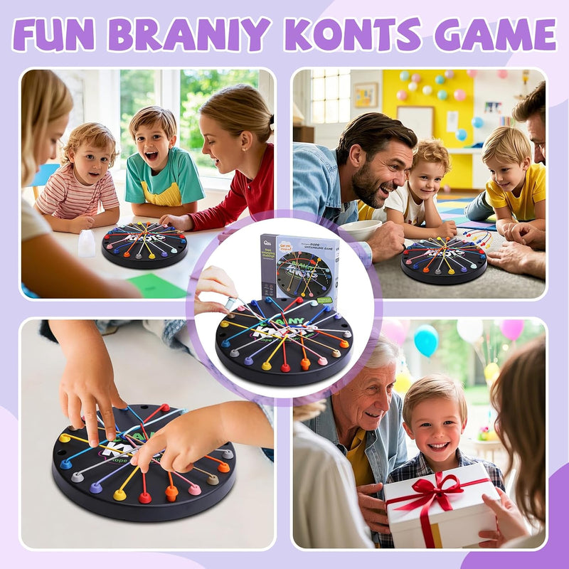 Brainy Knots Rope Untangling Game, 10Pcs Twisted Rope Puzzle Game,Strategy Untangling Challenge Puzzle, String Solution Central Lacing Travel Toys for Adults Kids(Black)