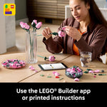 lego botanicals pink roses artificial flowers building set for adults, gifts for birthdays, room decor