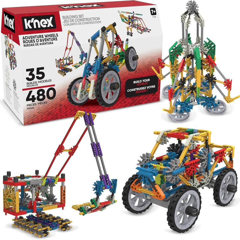 K'NEX Adventure Wheels Building Set - 480 Pieces STEM Building Set for Kids Age 7+ with Real Moving Parts