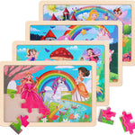 Wooden Dinosaur Puzzles for Kids 3-5, 20-Piece Wood Jigsaw Puzzles, Preschool Educational Brain Teasers