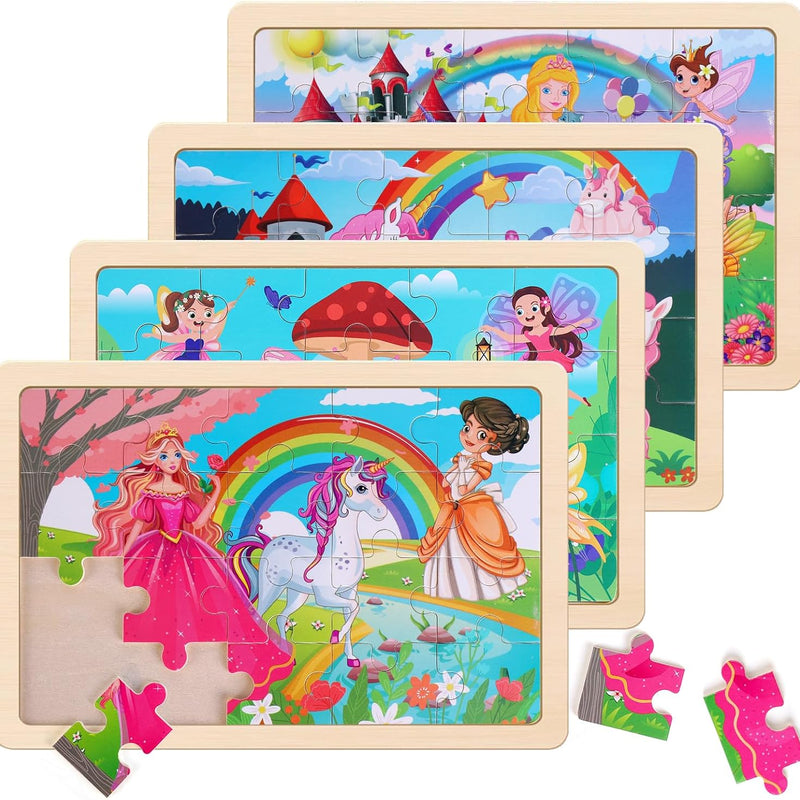 Wooden Dinosaur Puzzles for Kids 3-5, 20-Piece Wood Jigsaw Puzzles, Preschool Educational Brain Teasers
