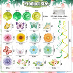 33pcs Spring Flower & Butterfly Hanging Decorations with LED Lights for Easter, Birthday Parties, and Home Decor