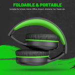UKELALA Green Wired Headphones for Youth - Portable On Ear Headphones for School Airplane Travel