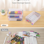Sooez 6 Pack Extra Large Pencil Box, Plastic Pencil Case Crayon Box, Clear Marker Organizer Plastic Containers with Lid, Stackable Storage Boxes for Art Craft,Pen,Back to School Teacher Supplies, Grey