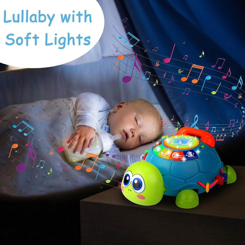 KWYZ Musical Turtle Crawling Toy - Light & Sound Baby Tummy Time Toys for 6-18 Months
