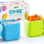 OmieBox (2 pack) Leakproof Dips Containers To Go, Salad Dressing Container, Condiment Container with Lids - Food Safe Silicone - 4 ounces (Blue/Lime)