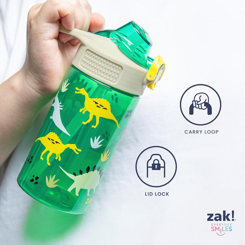 Zak Designs Marvel Spider-Man Sage 16oz Leak-Proof Straw Kids Water Bottle | BPA Free Durable Plastic, Cupholder Friendly, Dishwasher Safe, Easy to Clean, Lid Lock, Handle, For School, Home, Travel