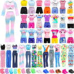 BARWA 30 PCS Doll Clothes and Accessories Casual Sport Sweet Outfits Pajamas Top and Pants Shorts High Heel Flat Shoes for 11.5 Inch Girl Doll