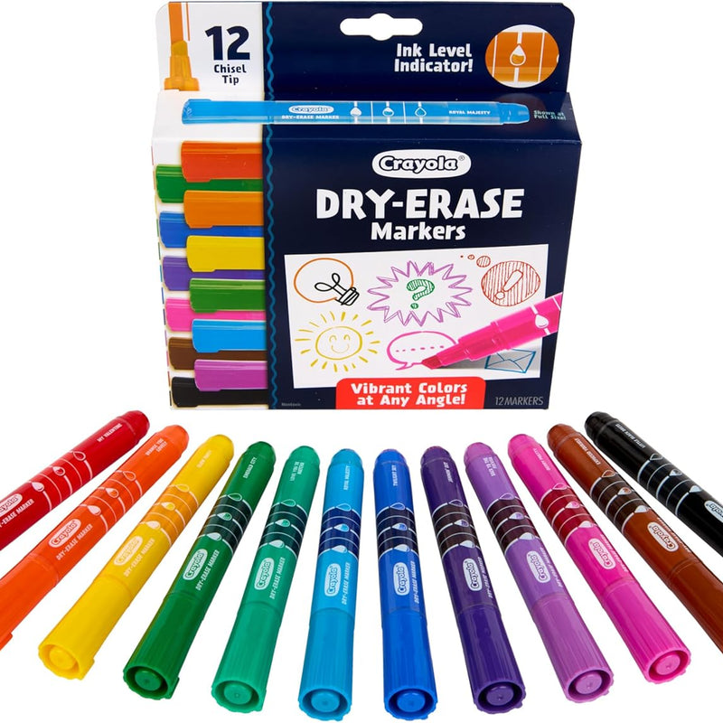 Crayola Take Note Dry Erase Markers for School (12ct) Teacher Classroom Supplies, Chisel Tip Whiteboard Markers, Must Haves
