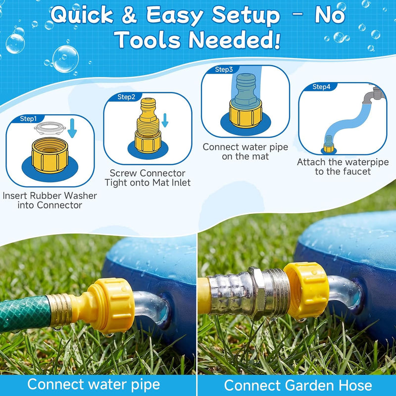 Non Slip Splash Pad for Kids and Dogs, 80" Sprinkler Splash Pad with 5mm Reinforced Edges,0.58mm Thickened Dog Pool,Outdoor Water Toys for Toddlers,Summer Backyard Fountain Play for Girls Boys Pets