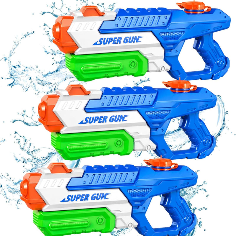 3 Pack Water Guns for Kids Adults, 600cc High Capacity Super Squirt Soaker | 30 Feet Long Range Shooting, Pump Action Water Gun Blaster, Outdoor Summer Pool Beach Water Fighting Toys for Kids and Adults