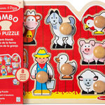 Melissa & Doug Farm Animals Jumbo Knob Puzzle, Wooden Peg Puzzle for Toddlers Ages 1+