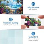 500-Piece Seaside Holiday Jigsaw Puzzle for Adults, Interlocking Letter-Backed Pieces