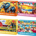 4-Pack 100 Piece Puzzles for Seniors Country Life Large Piece Puzzles for Seniors Puzzle Dementia Alzheimer's Products Activities for Elderly Adults Kids Puzzle for Kids Ages 6-8 8-10