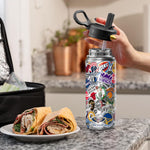 Hydrapeak NBA Officially Licensed All-Team Sticker Print Logo 20oz Kids Water Bottle, Straw Lid & Handle, Insulated Sports Bottle for Sports, Camp, School & Everyday Adventures