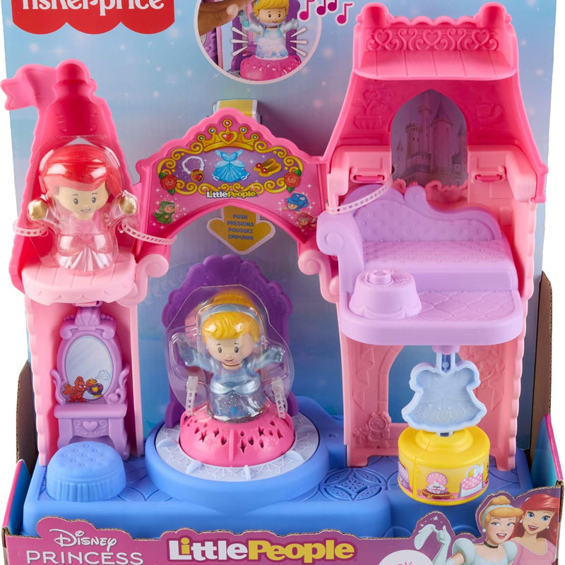 Fisher-Price Little People Toddler Toy Disney Princess Shimmer & Glow Dress Shop Playset & 2 Figures for Pretend Play Kids Ages 18+ Months