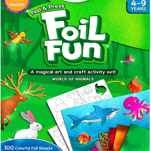 Skillmatics Foil Fun Animals, Foil Art & Craft Kit, Gift for Boys & Girls | Travel Toys, Sticker Activity Kit, Fine Motor Skills, DIY Mess-Free Art, Screen-Free, Gifts for Kids Ages 4, 5, 6, 7, 8, 9