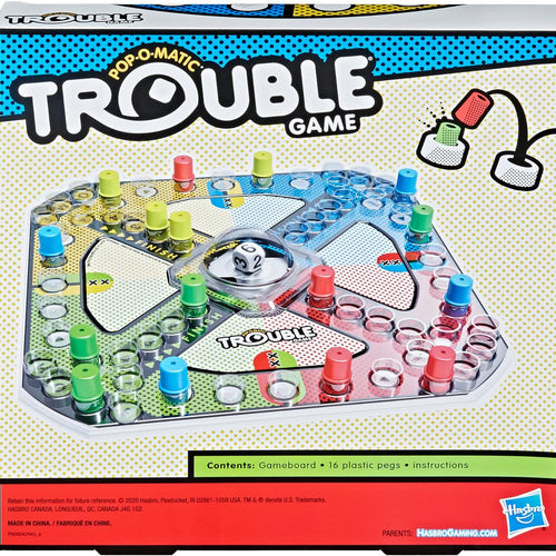 Hasbro Gaming Trouble Board Game for Kids Ages 5 and Up, 2-4 Players, Easy Setup, Classic Gameplay