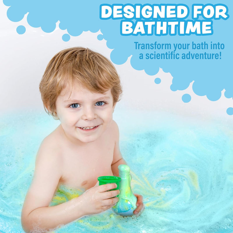 Tub Works Kids Nontoxic Bath Bomb Potions, Variety 6 Pack, Fizzes, Foams & Bubbles with Colorful Eruption, Interactive Bath Toys for Toddler Science Fun